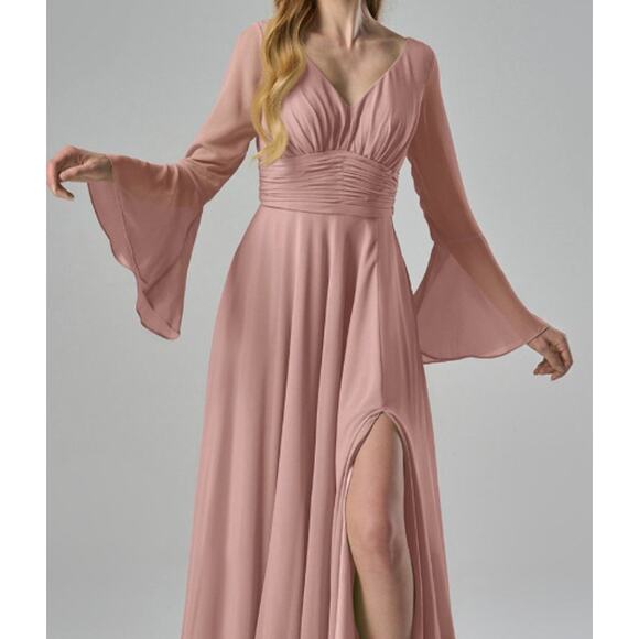 AW BRIDAL 14 1X plus dusty rose pink Albertine bridesmaid maxi dress NEW b88 - Picture 1 of 10